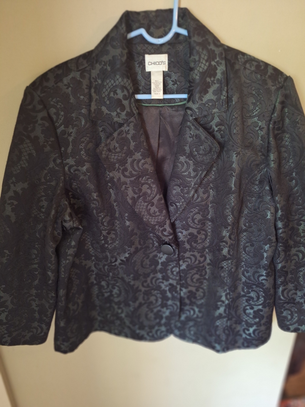 Chico's Women's Black Brocade Jacket Blazer CHICOS 3 = (XL)